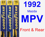 Front & Rear Wiper Blade Pack for 1992 Mazda MPV - Premium