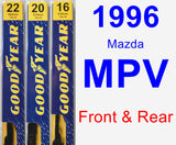 Front & Rear Wiper Blade Pack for 1996 Mazda MPV - Premium