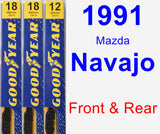 Front & Rear Wiper Blade Pack for 1991 Mazda Navajo - Premium