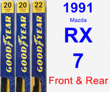 Front & Rear Wiper Blade Pack for 1991 Mazda RX-7 - Premium