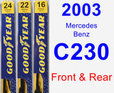 Front & Rear Wiper Blade Pack for 2003 Mercedes-Benz C230 - Premium