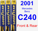 Front & Rear Wiper Blade Pack for 2001 Mercedes-Benz C240 - Premium