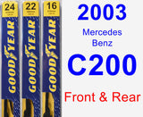 Front & Rear Wiper Blade Pack for 2003 Mercedes-Benz C200 - Premium