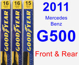 Front & Rear Wiper Blade Pack for 2011 Mercedes-Benz G500 - Premium