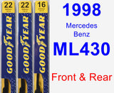 Front & Rear Wiper Blade Pack for 1998 Mercedes-Benz ML430 - Premium