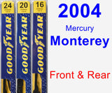 Front & Rear Wiper Blade Pack for 2004 Mercury Monterey - Premium