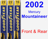 Front & Rear Wiper Blade Pack for 2002 Mercury Mountaineer - Premium