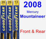 Front & Rear Wiper Blade Pack for 2008 Mercury Mountaineer - Premium