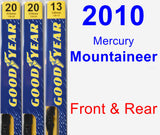 Front & Rear Wiper Blade Pack for 2010 Mercury Mountaineer - Premium