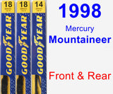 Front & Rear Wiper Blade Pack for 1998 Mercury Mountaineer - Premium