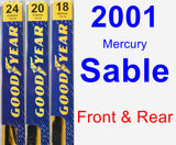 Front & Rear Wiper Blade Pack for 2001 Mercury Sable - Premium