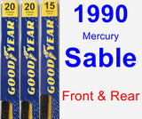 Front & Rear Wiper Blade Pack for 1990 Mercury Sable - Premium