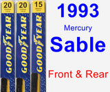 Front & Rear Wiper Blade Pack for 1993 Mercury Sable - Premium