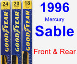 Front & Rear Wiper Blade Pack for 1996 Mercury Sable - Premium