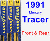 Front & Rear Wiper Blade Pack for 1991 Mercury Tracer - Premium