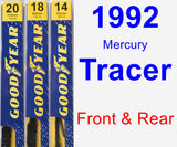 Front & Rear Wiper Blade Pack for 1992 Mercury Tracer - Premium