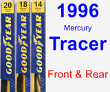 Front & Rear Wiper Blade Pack for 1996 Mercury Tracer - Premium