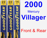Front & Rear Wiper Blade Pack for 2000 Mercury Villager - Premium