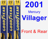 Front & Rear Wiper Blade Pack for 2001 Mercury Villager - Premium