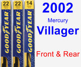 Front & Rear Wiper Blade Pack for 2002 Mercury Villager - Premium