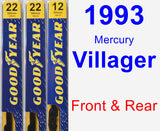 Front & Rear Wiper Blade Pack for 1993 Mercury Villager - Premium