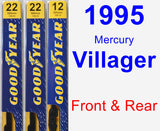 Front & Rear Wiper Blade Pack for 1995 Mercury Villager - Premium