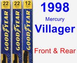 Front & Rear Wiper Blade Pack for 1998 Mercury Villager - Premium