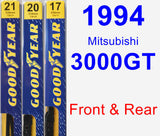 Front & Rear Wiper Blade Pack for 1994 Mitsubishi 3000GT - Premium