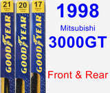 Front & Rear Wiper Blade Pack for 1998 Mitsubishi 3000GT - Premium