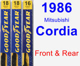 Front & Rear Wiper Blade Pack for 1986 Mitsubishi Cordia - Premium