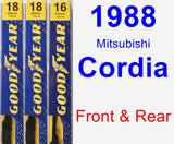 Front & Rear Wiper Blade Pack for 1988 Mitsubishi Cordia - Premium