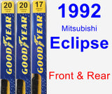 Front & Rear Wiper Blade Pack for 1992 Mitsubishi Eclipse - Premium