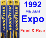 Front & Rear Wiper Blade Pack for 1992 Mitsubishi Expo - Premium