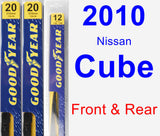 Front & Rear Wiper Blade Pack for 2010 Nissan Cube - Premium