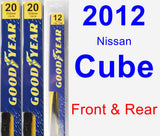 Front & Rear Wiper Blade Pack for 2012 Nissan Cube - Premium