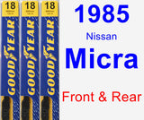 Front & Rear Wiper Blade Pack for 1985 Nissan Micra - Premium