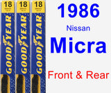 Front & Rear Wiper Blade Pack for 1986 Nissan Micra - Premium