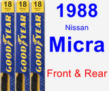 Front & Rear Wiper Blade Pack for 1988 Nissan Micra - Premium