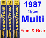 Front & Rear Wiper Blade Pack for 1987 Nissan Multi - Premium