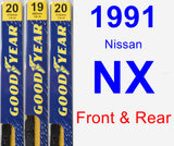 Front & Rear Wiper Blade Pack for 1991 Nissan NX - Premium