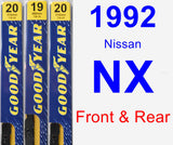 Front & Rear Wiper Blade Pack for 1992 Nissan NX - Premium