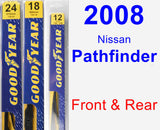 Front & Rear Wiper Blade Pack for 2008 Nissan Pathfinder - Premium