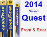 Front & Rear Wiper Blade Pack for 2014 Nissan Quest - Premium