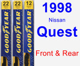 Front & Rear Wiper Blade Pack for 1998 Nissan Quest - Premium