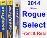 Front & Rear Wiper Blade Pack for 2014 Nissan Rogue Select - Premium