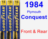 Front & Rear Wiper Blade Pack for 1984 Plymouth Conquest - Premium