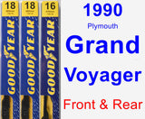 Front & Rear Wiper Blade Pack for 1990 Plymouth Grand Voyager - Premium