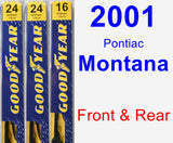 Front & Rear Wiper Blade Pack for 2001 Pontiac Montana - Premium