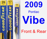 Front & Rear Wiper Blade Pack for 2009 Pontiac Vibe - Premium