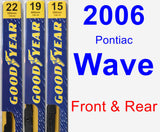 Front & Rear Wiper Blade Pack for 2006 Pontiac Wave - Premium